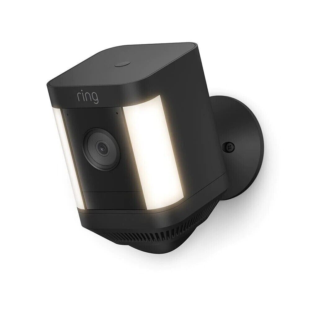RING Spotlight Cam Plus Battery - Black, 1080p, 2.4GHz Wi-Fi, Built-In Siren