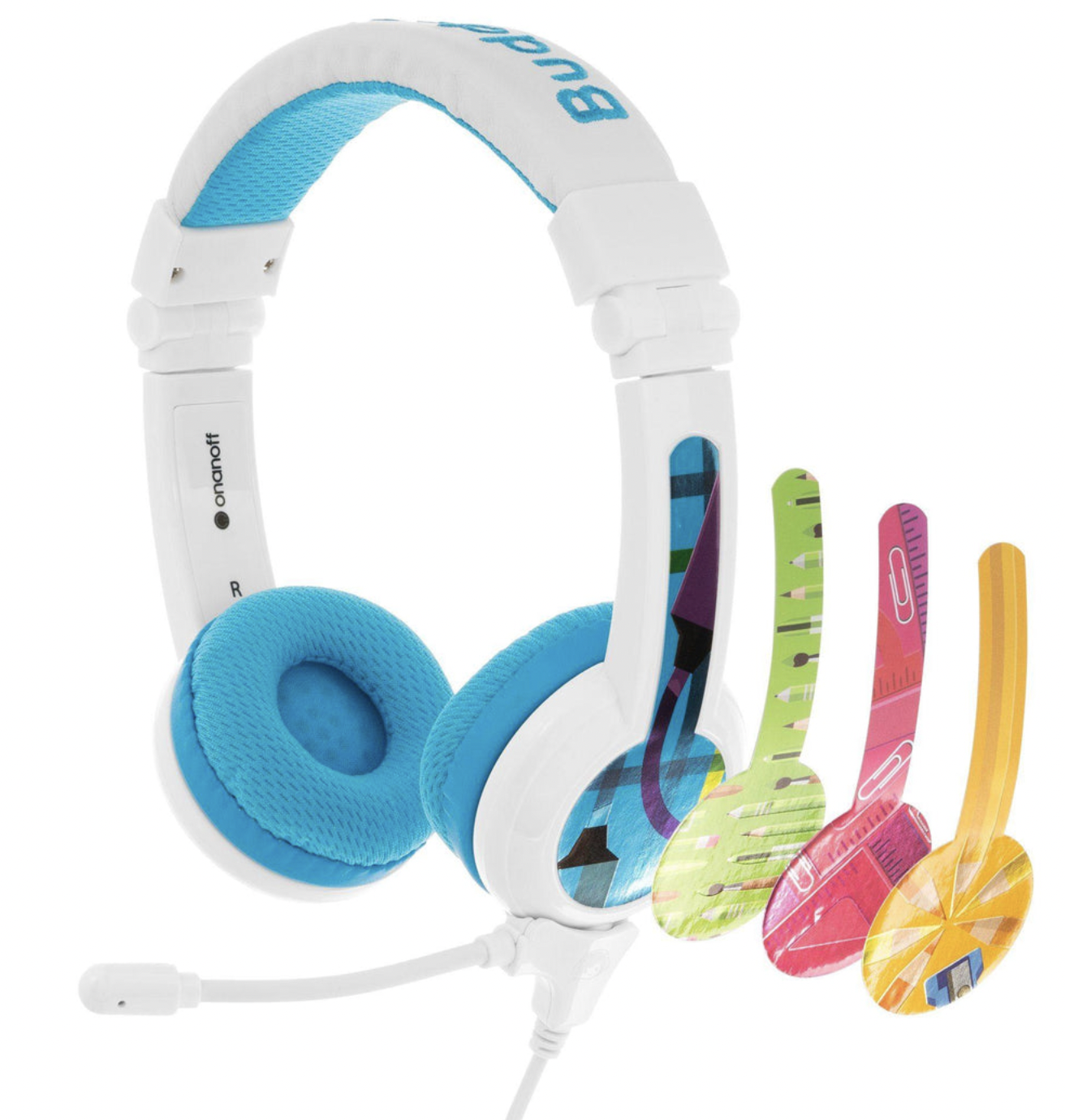 Buddyphones School Plus Home Learning Safe Audio Headphones w/ Beam Mic Headset