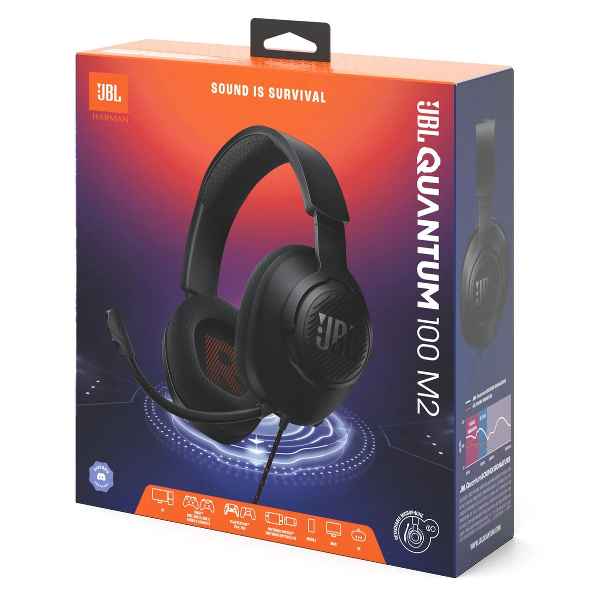 JBL QUANTUM 100 M2 Gaming Over-Ear Headset with Mic - Black JBLQTUM100M2BLK