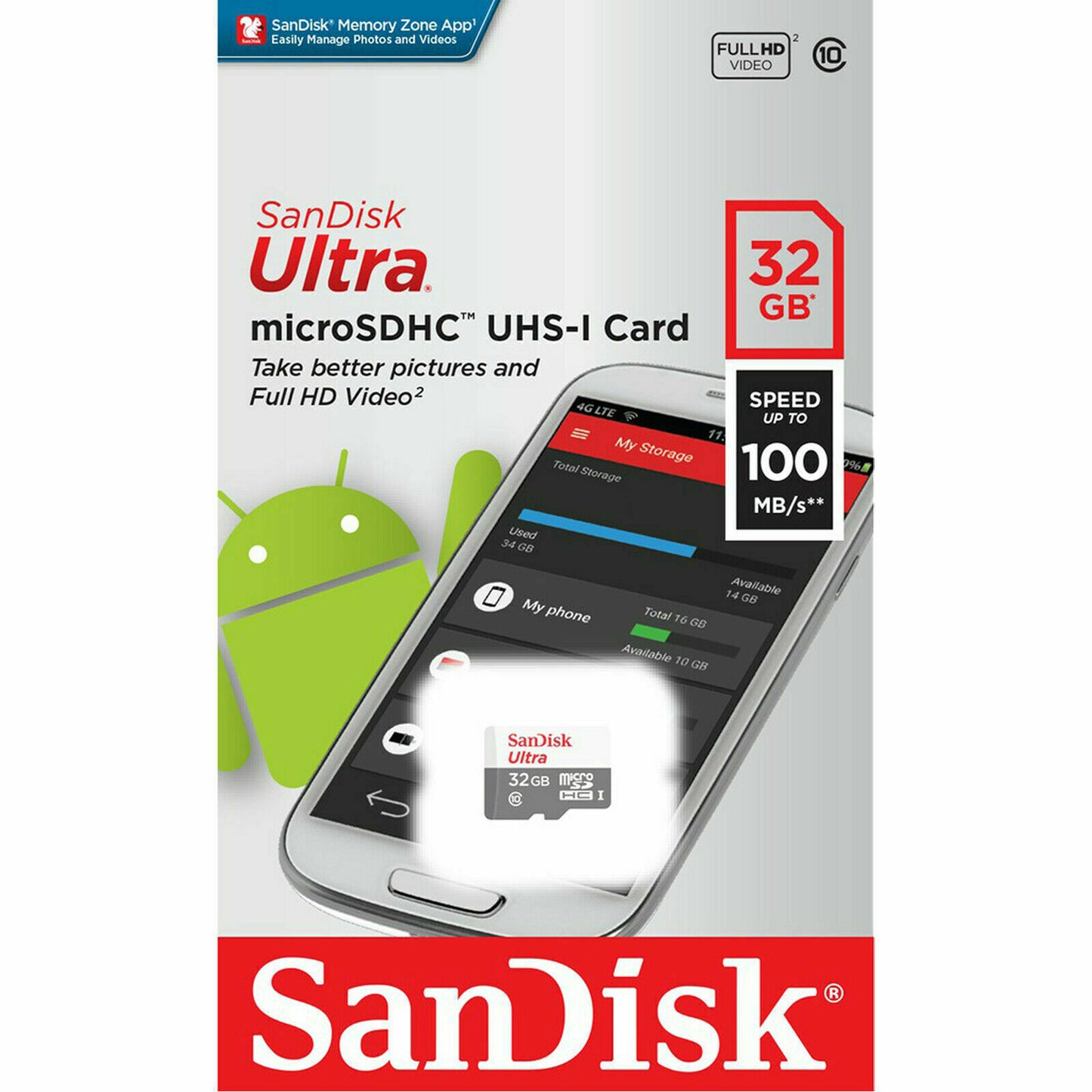 SanDisk Micro SD Card 128GB 64G 32G 16G Ultra Class10 Mobile Phone Tablet Memory