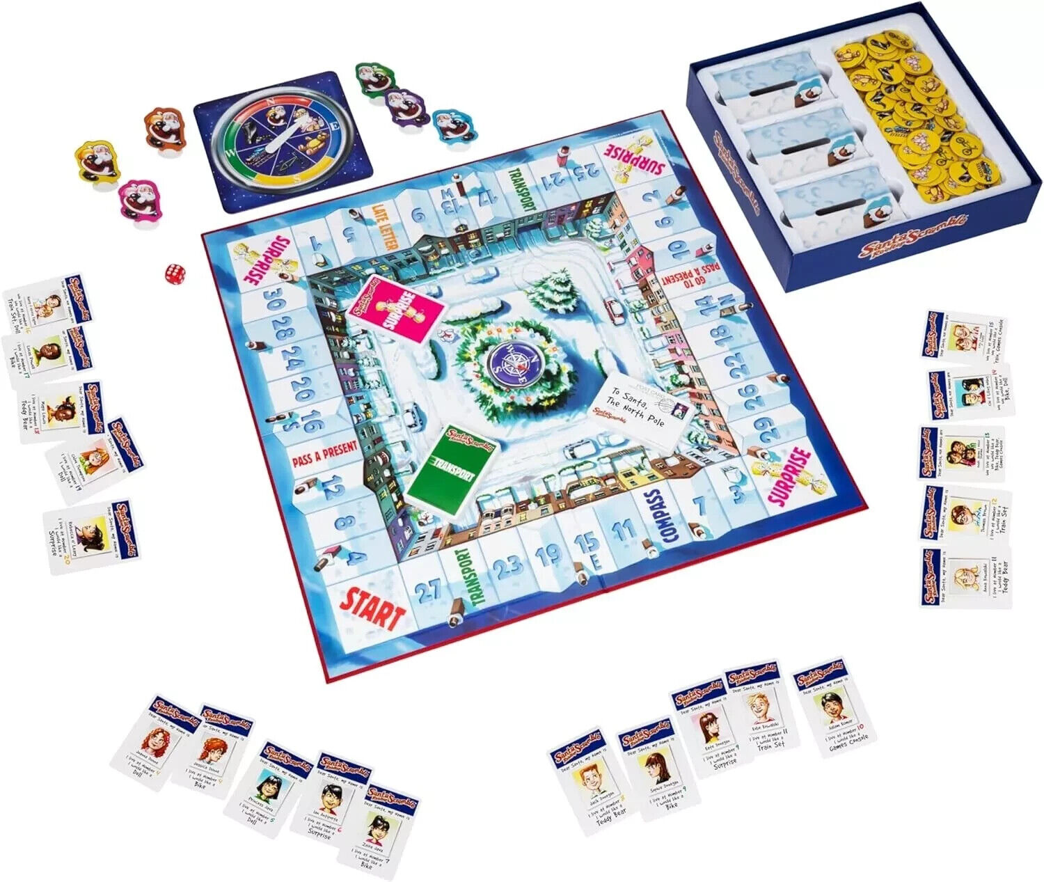 Santas Rooftop Card Scramble Board Game Christmas Role Play 2-4 Players