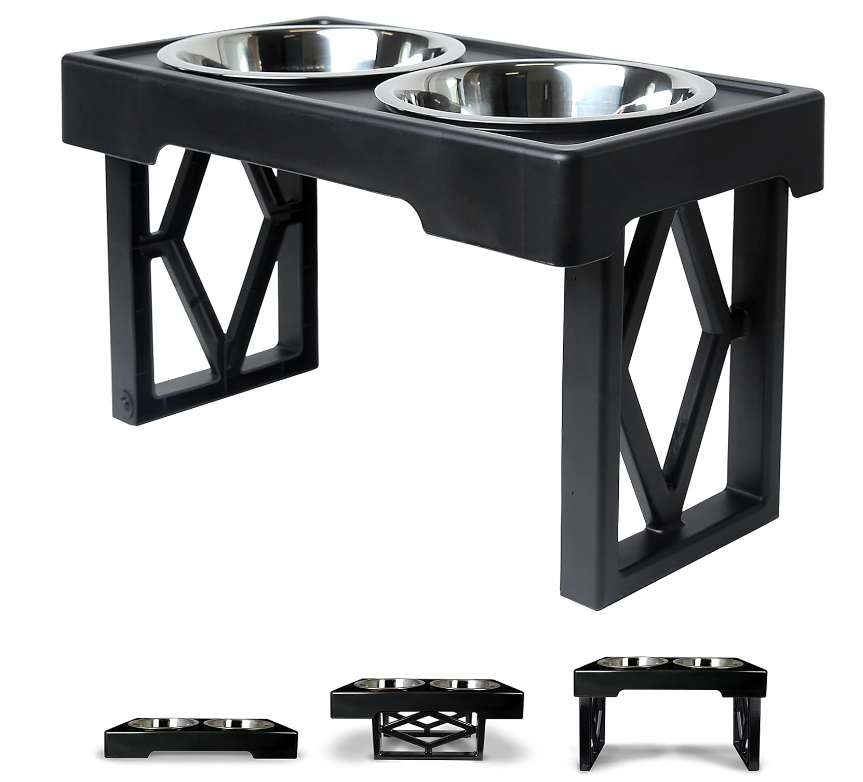 Pet Zone Designer Diner Black Adjustable Dog Feeder 3 Heights 7cm, 20cm, 30cm