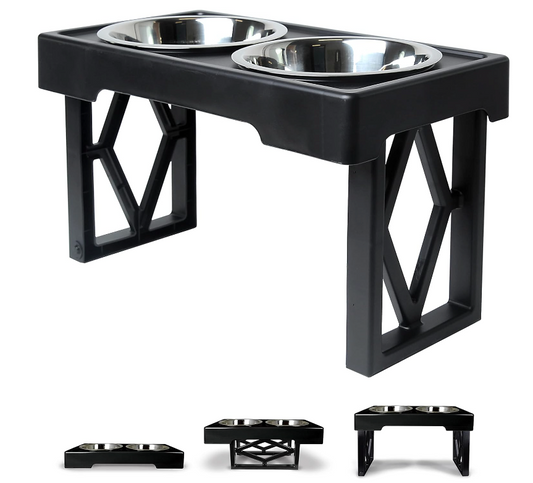 Pet Zone Designer Diner Black Adjustable Dog Feeder 3 Heights 7cm, 20cm, 30cm