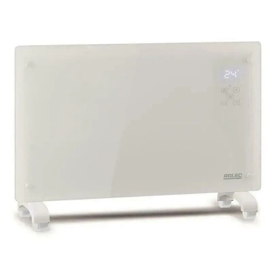 Arlec 2200W White Glass Panel Heater Touch Control and Remote Control/Wall Mount