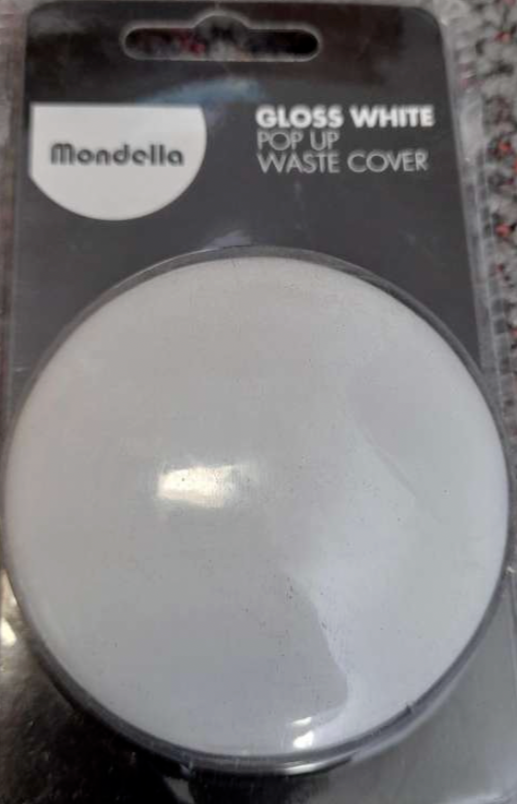 Mondella Gloss White Pop Up Waste Cover 40mm