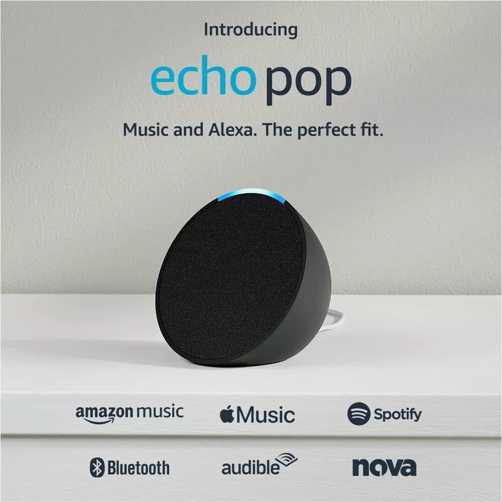 Amazon Echo Pop Compact Smart Speaker with Alexa - Charcoal