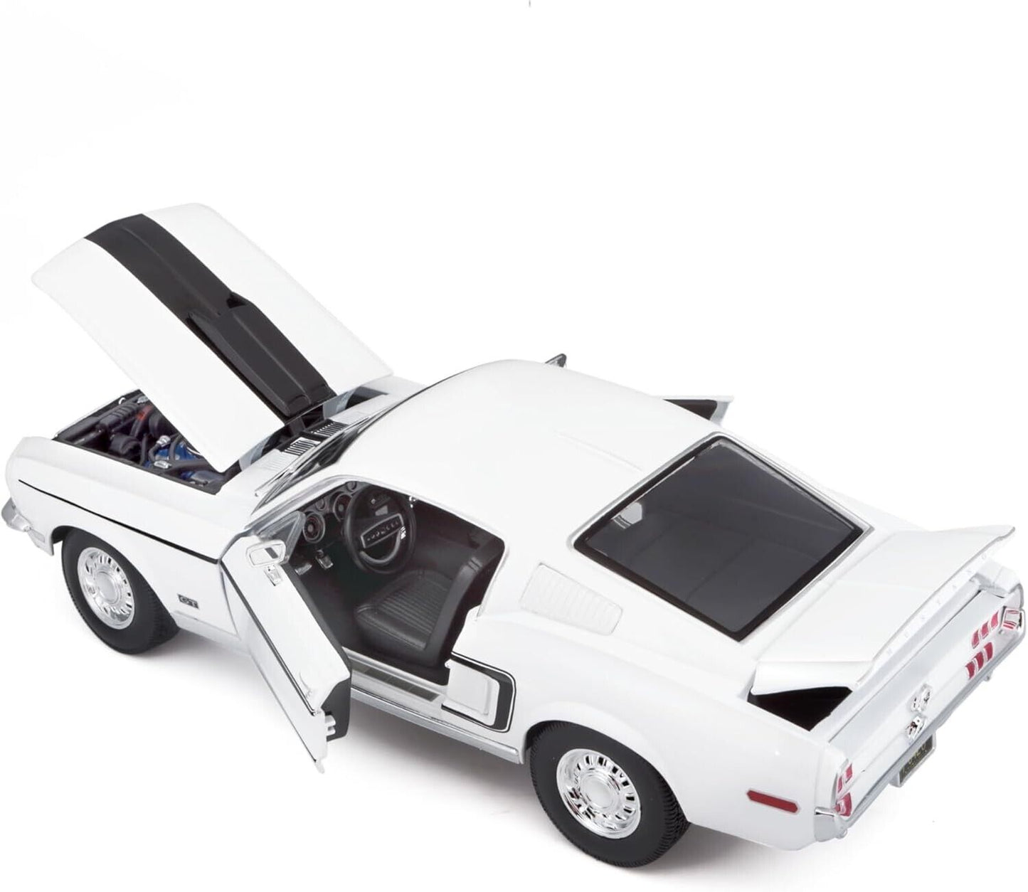 Maisto 1:18 1968 Ford Mustang GT Cobra Jet White Die Cast Toy Diecast Car