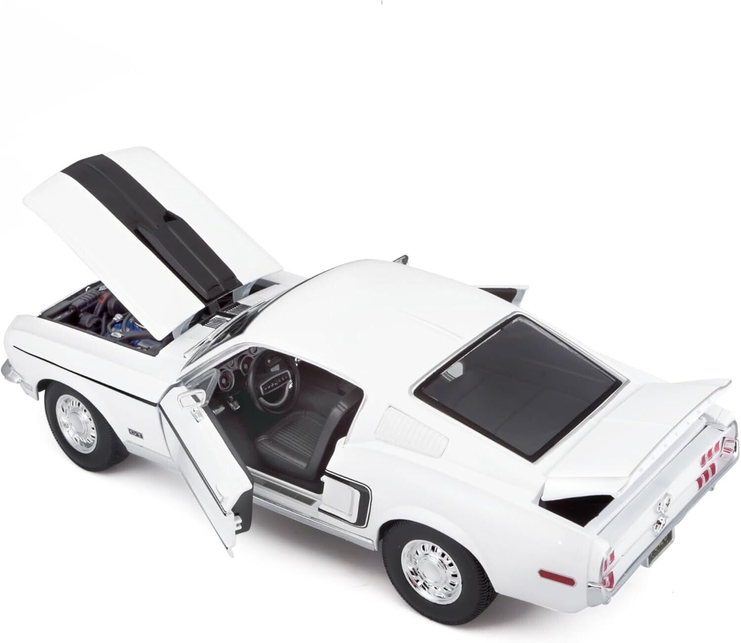Maisto 1:18 1968 Ford Mustang GT Cobra Jet White Die Cast Toy Diecast Car