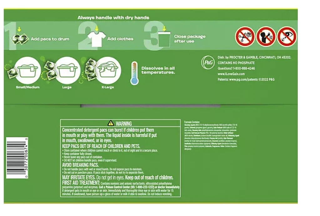 Gain Flings 152 Count Original Fresh Scent Laundry Pods Made In USA