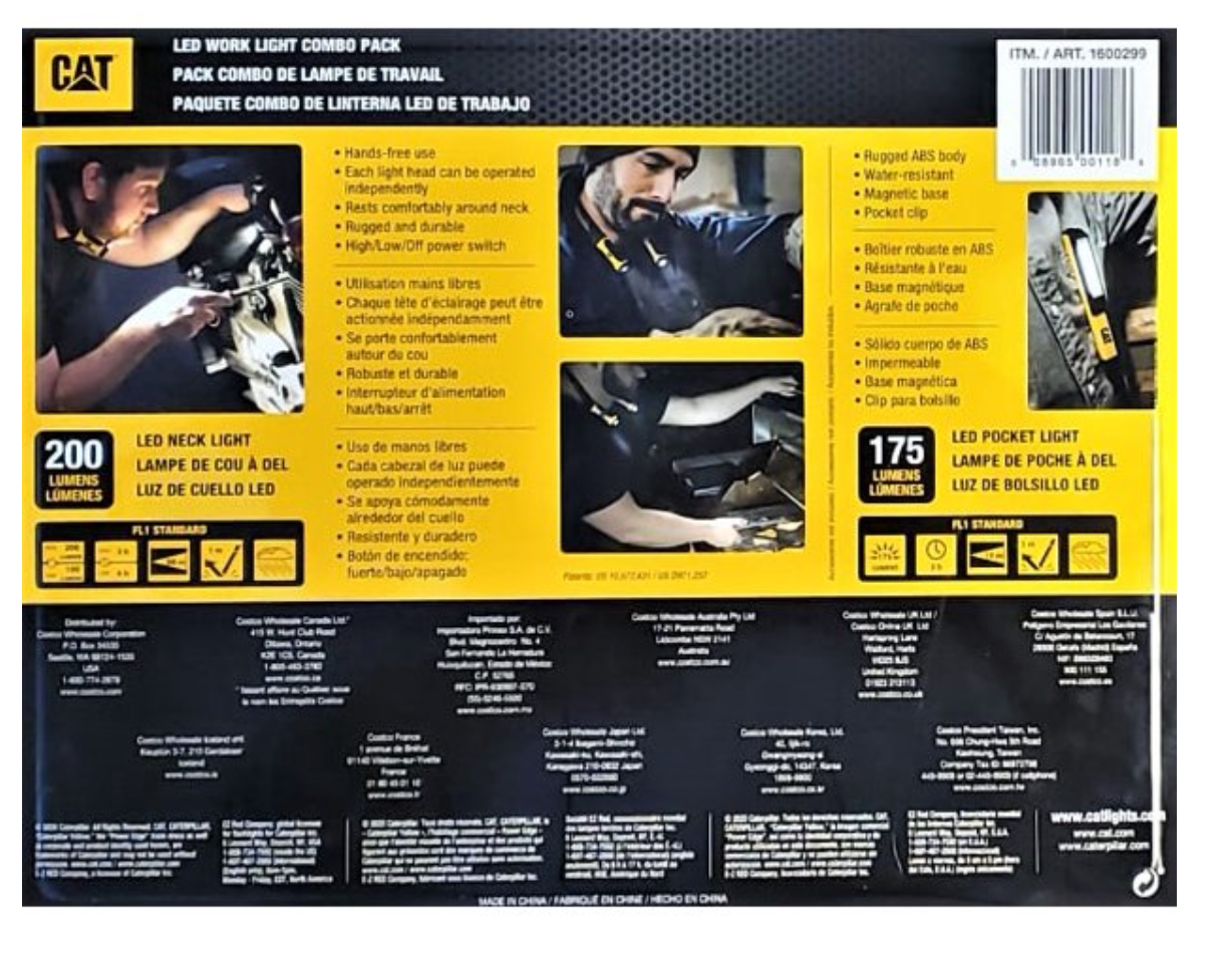 CAT Portable LED Work Light Combo 200 Lumens Neck Light Pocket Light 175 Lumens