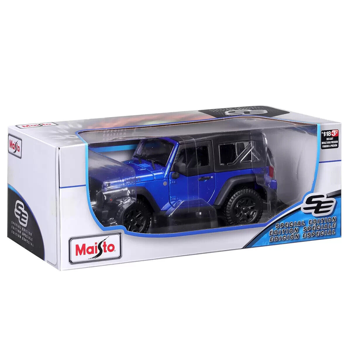 Maisto Blue 2014 Jeep Wrangler Willys Kids Model Diecast Toy  1:18 Die Cast Car