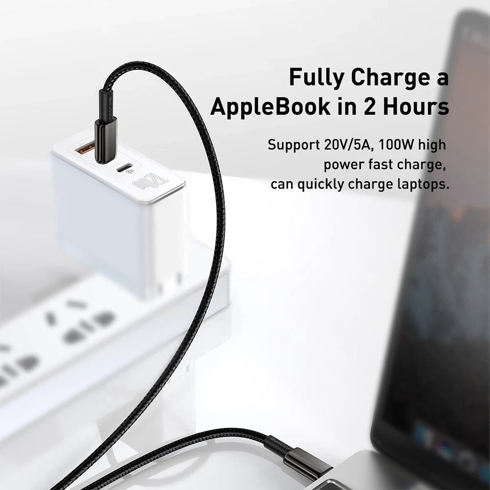 Baseus 100W USB-C to USB-C Fast Charging Cable for Samsung, iPhone 15 & MacBook