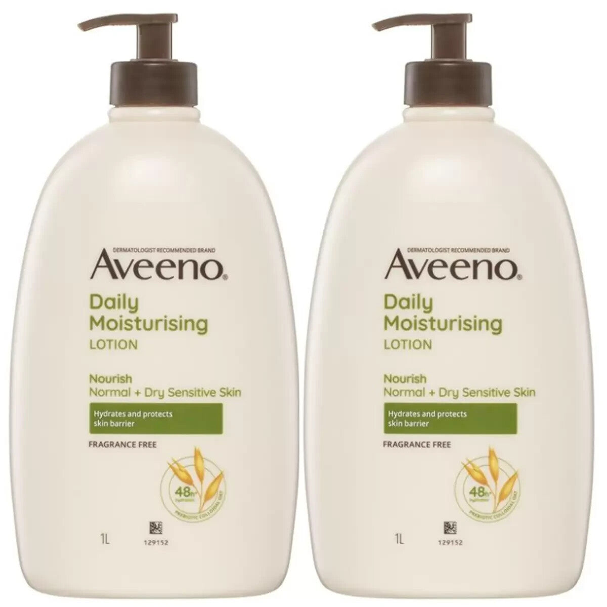 Aveeno Daily Moisturising Body Lotion Fragrance Free Skin Moisturiser 2 x 1L