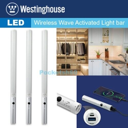 Westinghouse 3-Pack Rechargeable LED Wireless Wave Activated Light Bar Kitchen