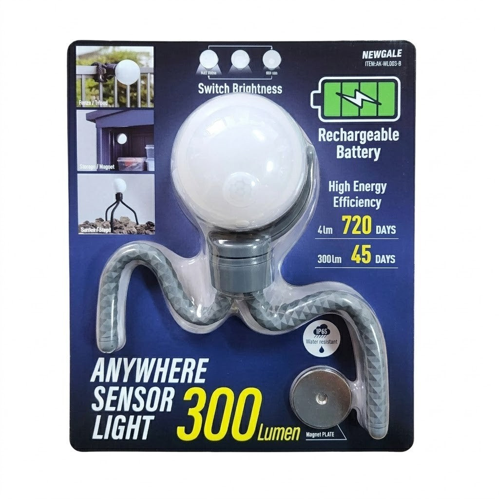 Newgale Rechargeable Anywhere LED Rechargeable Sensor Light 300 lum + Tripod New