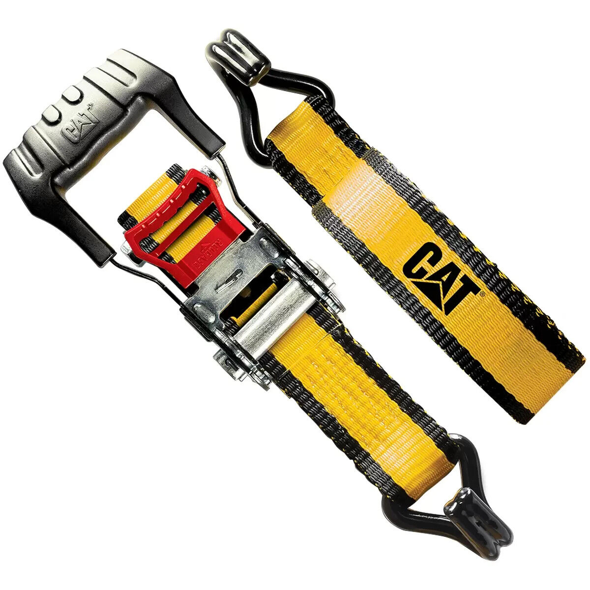 CAT Heavy Duty 4 PC Ratchet Tie Down Set 4.87m Long x3.8cm Wide Adjustable Strap