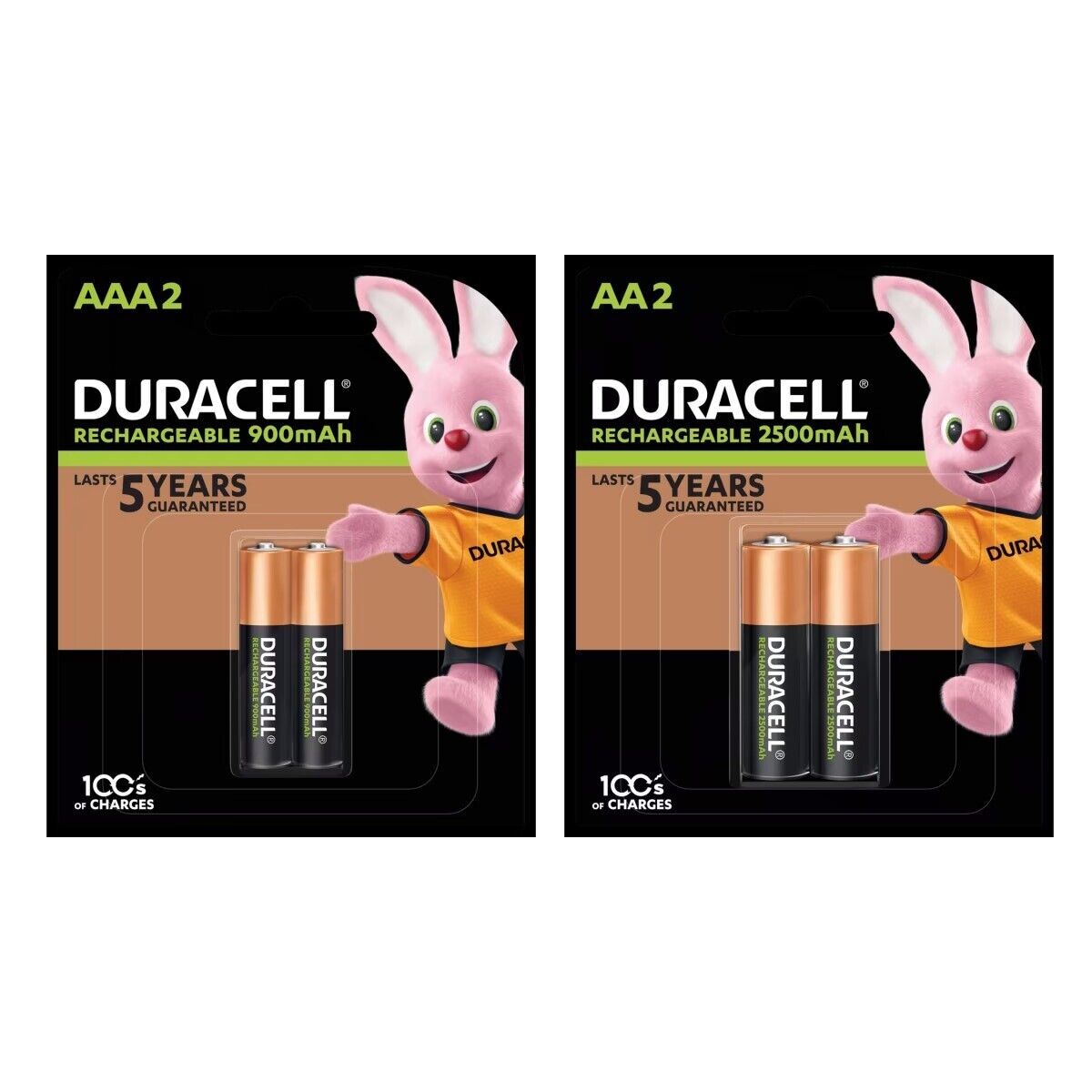Duracell Rechargeable Batteries AAA  900 mAh / AA 2500 mAh Genuine 