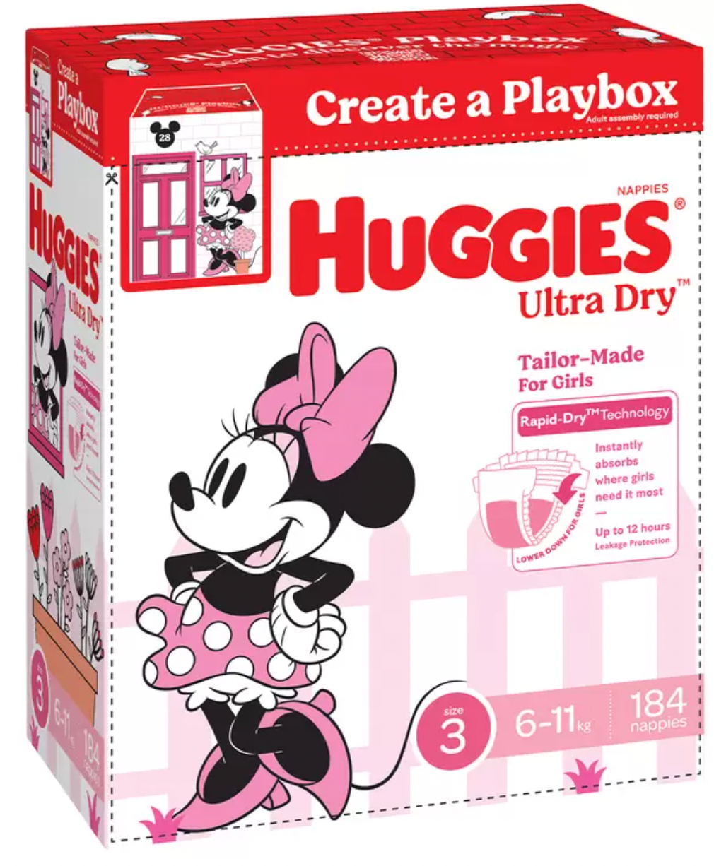 Huggies Girls' Ultra Dry Nappies Size 3 Crawler (6-11kg) 184 Nappies