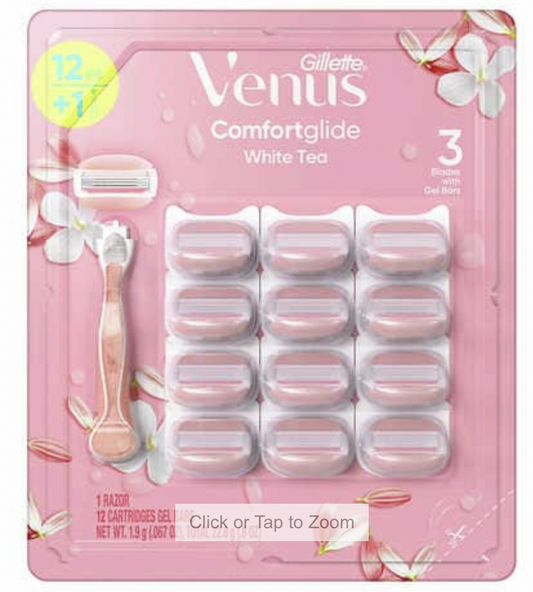 Gillette Venus Comfort glide White Tea Razor Blade 12 Pack Shaver Shaving Women