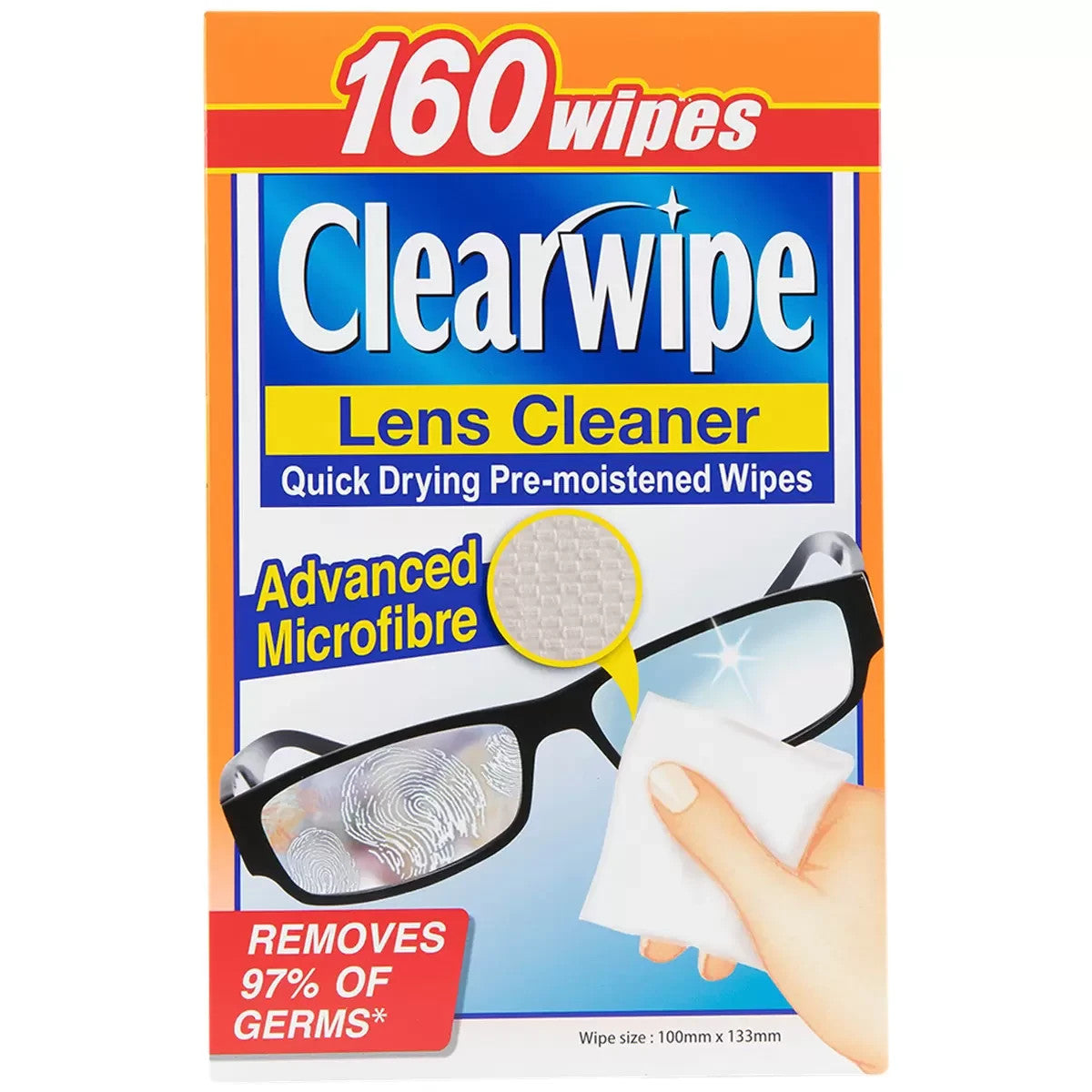 Clearwipe Lens Cleaner 160 Pack Quick Drying And Streaking Fee No Scratching