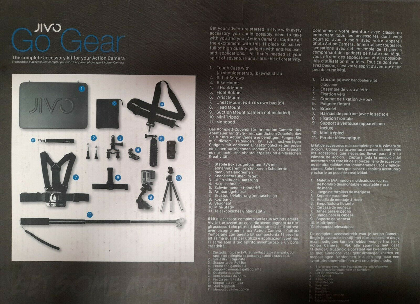 Jivo Go Gear Universal Action Camera Accessories Set Brand New