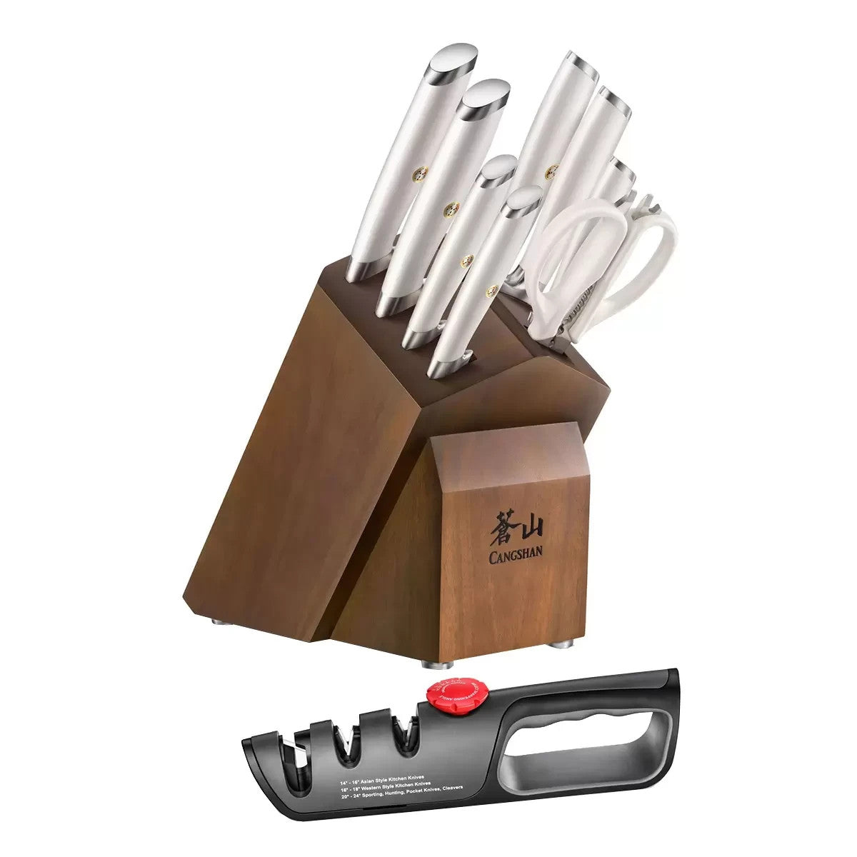 Cangshan L Series German Steel Knife Block Set 10 Piece White w/ Sharp, Block