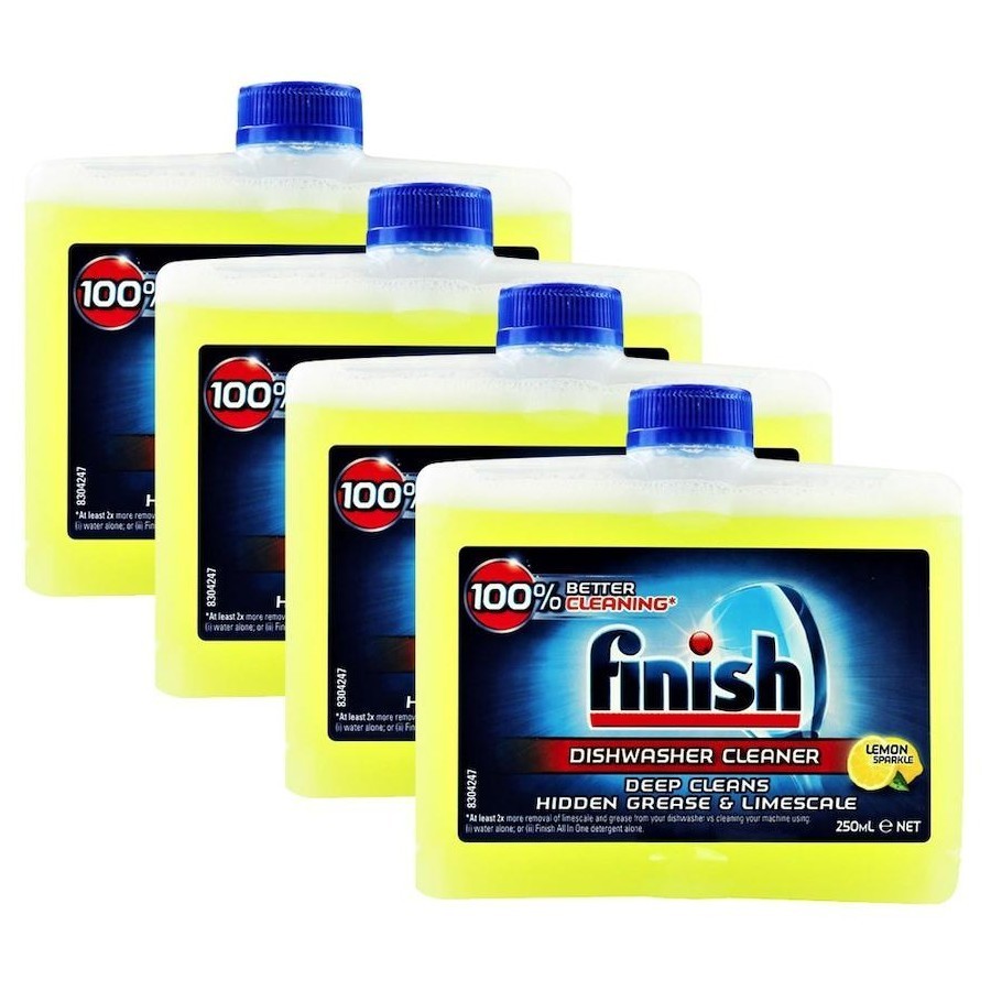 4x Finish Dishwasher Machine Cleaner Grease Limescale Remover Lemon 250mL