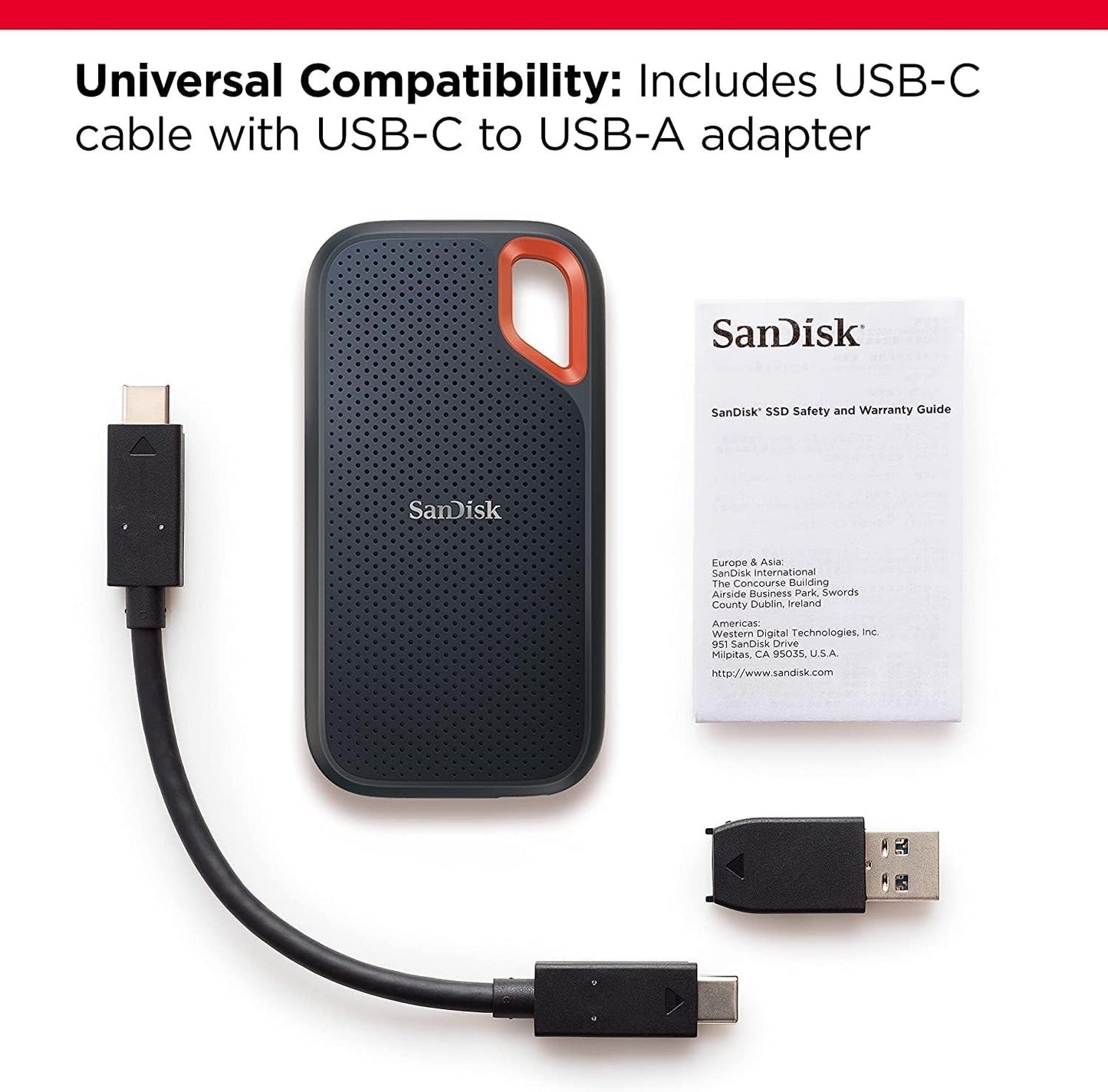 SSD SanDisk 500GB 1TB 2TB  Extreme Portable USB 3.2 Gen 2 IP65 SDSSDE61 1050Mb/s