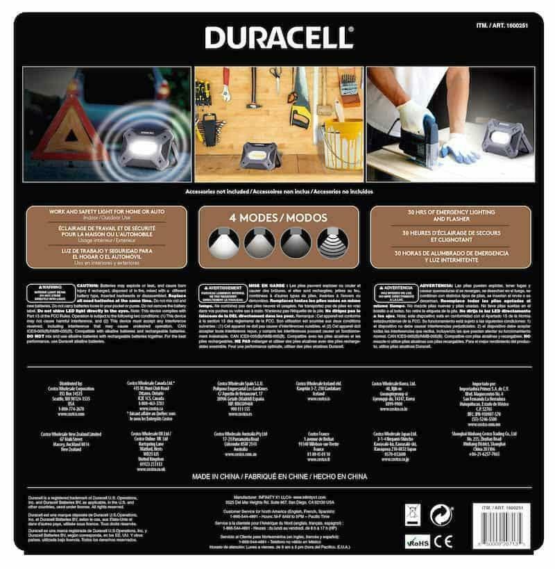 DURACELL 3-Pack LED 600 Lumen Worklight Work light with 9PCS AA Battries