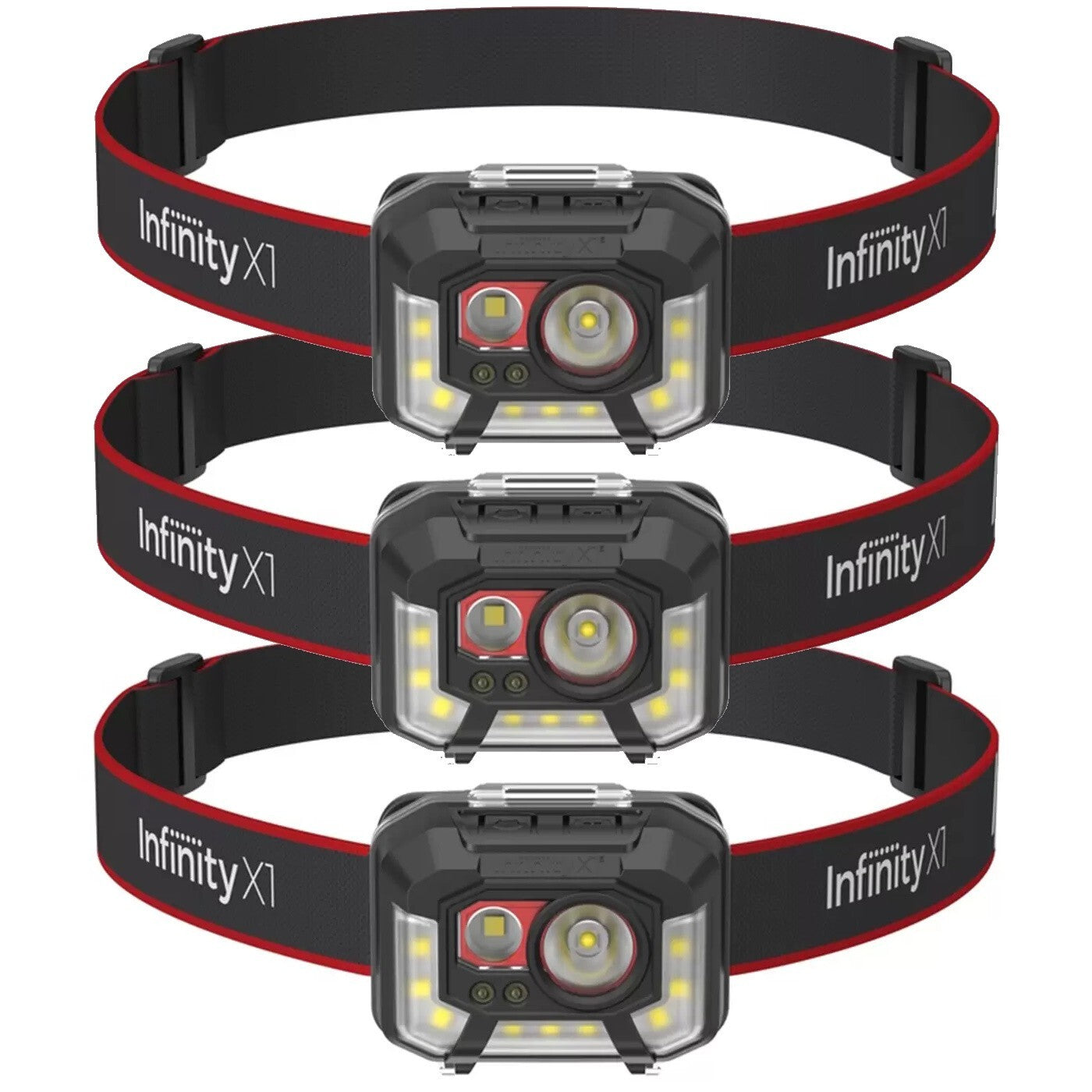Infinity X1 Rechargeable Dual Power Headlamp 1000 Lumen LED Light 1, 2 OR 3 Pack