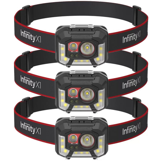 Infinity X1 Rechargeable Dual Power Headlamp 1000 Lumen LED Light 1, 2 OR 3 Pack