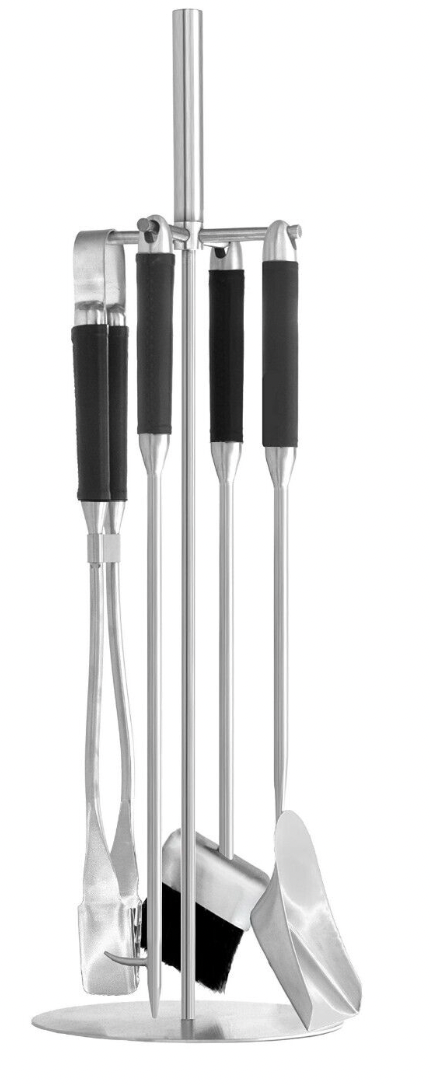 Scandia Ultimo Hansa Fireplace Tool Set Stainless Steel Shovel Poker Brush Tongs