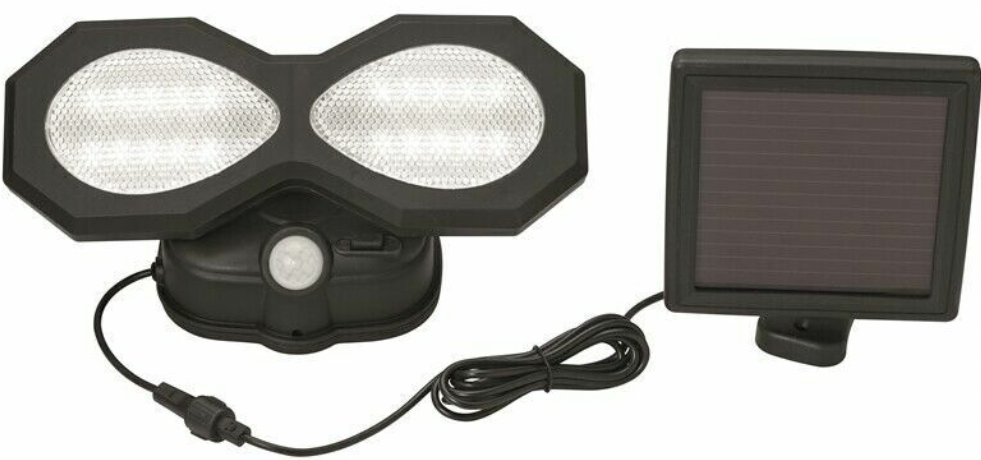 Solar Powered 400 Lumen Led Security Dual Spot Light Motion Sensor Rechargeable