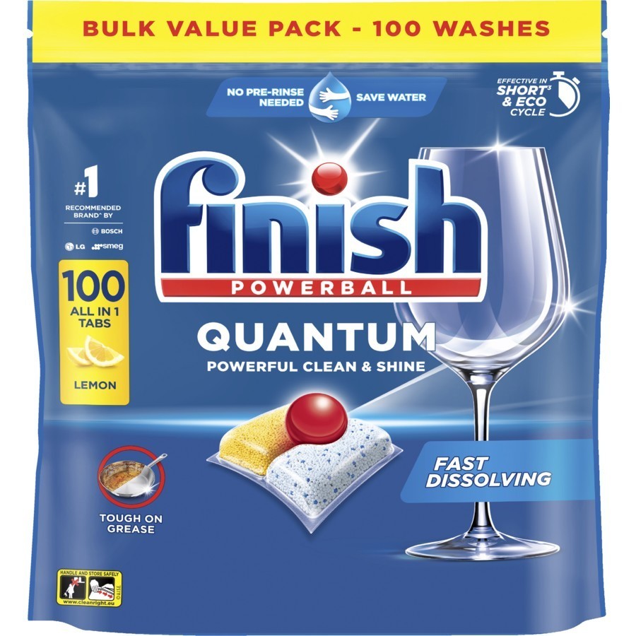 Finish Quantum Dishwashing Tablets, Lemon Sparkle 100 Tablets FREE SHIPPING