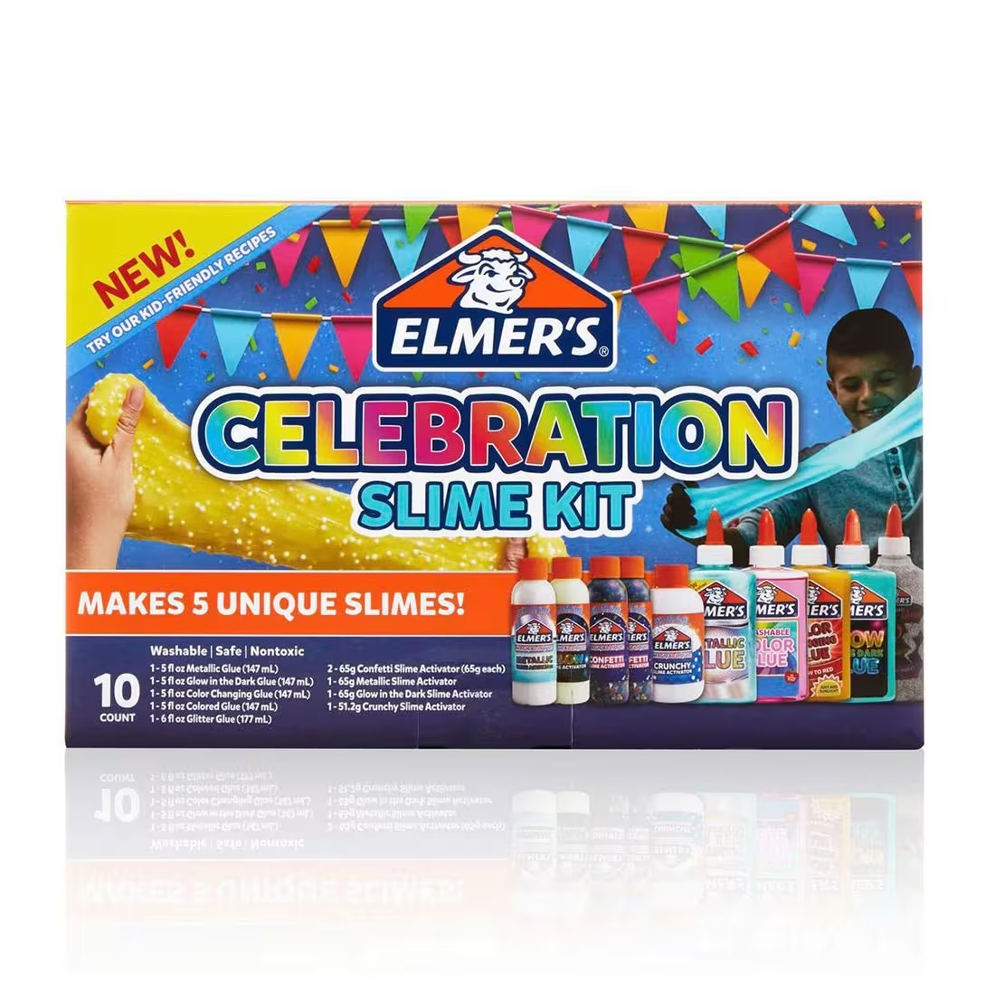 Elmer's Celebration Slime Kit 10 Count Assorted Magical Liquid Slime Activators