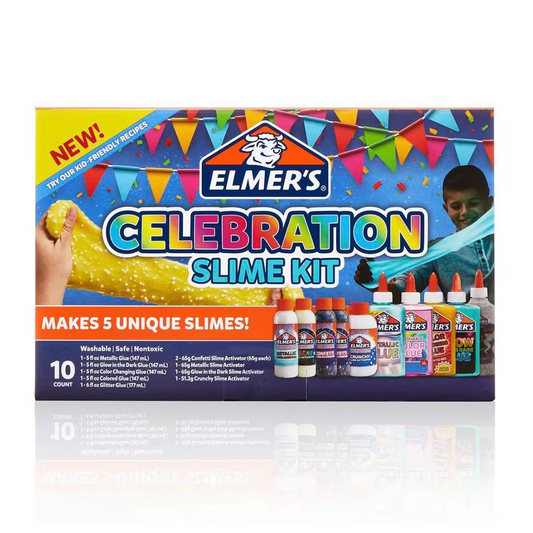 Elmer's Celebration Slime Kit 10 Count Assorted Magical Liquid Slime Activators