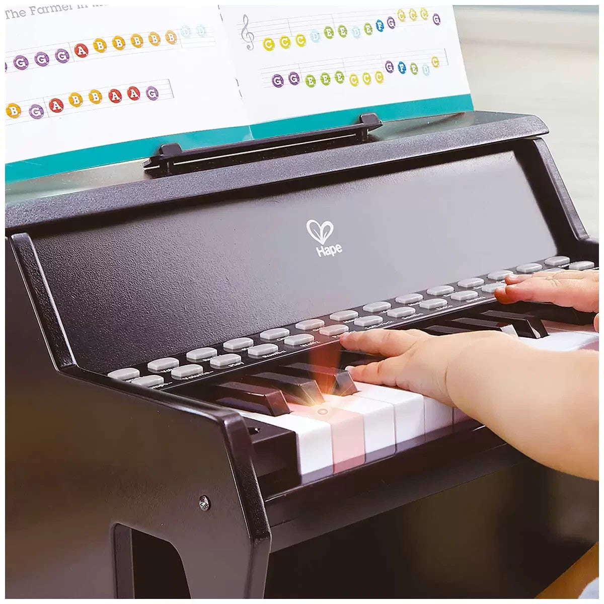 HAPE Learn with Lights Black 25 Keys Electric Piano for Kids 3 Years +