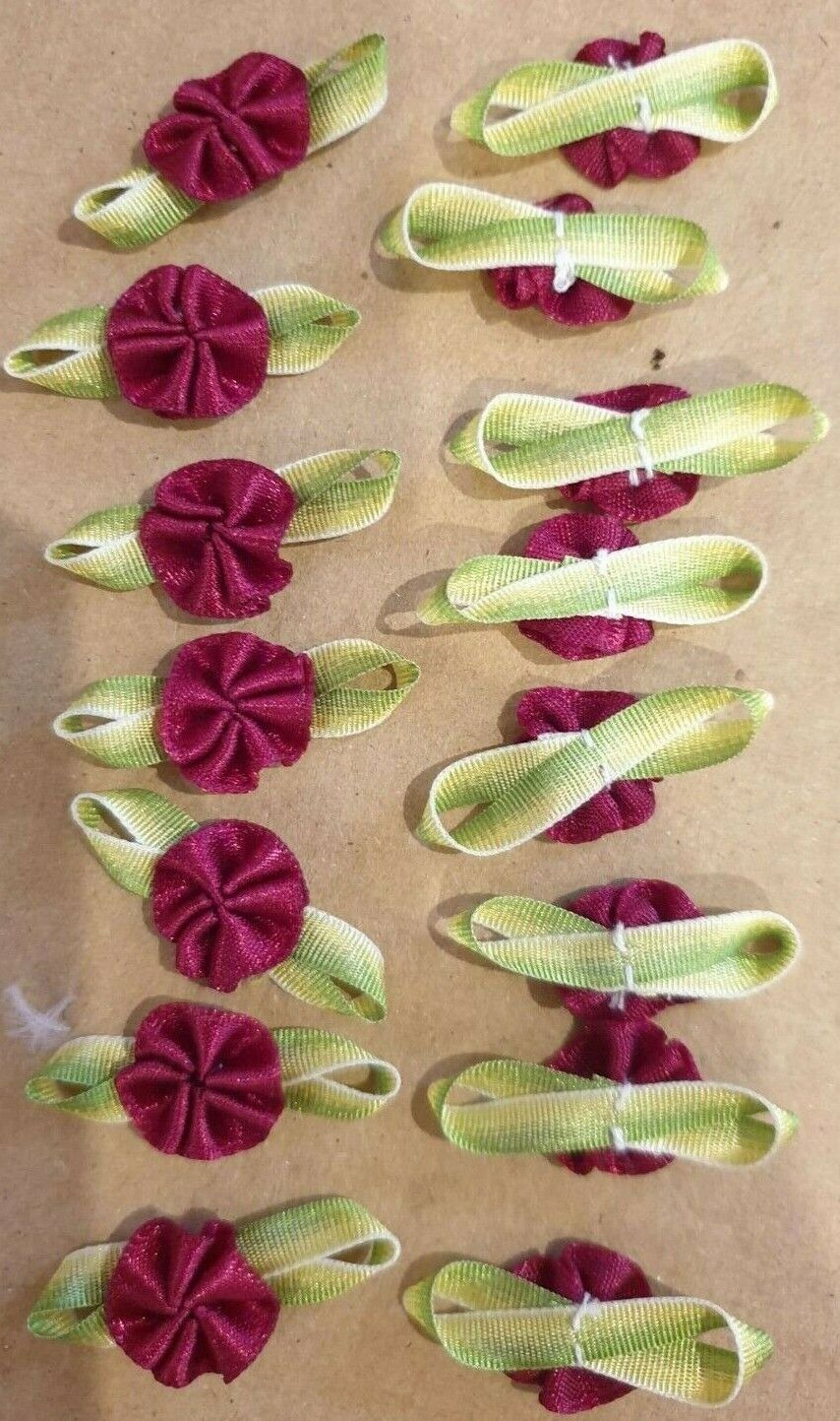 10x Handmade Ribbon Rosettes Fabric Flowers For Wedding,Clothes Embellishment