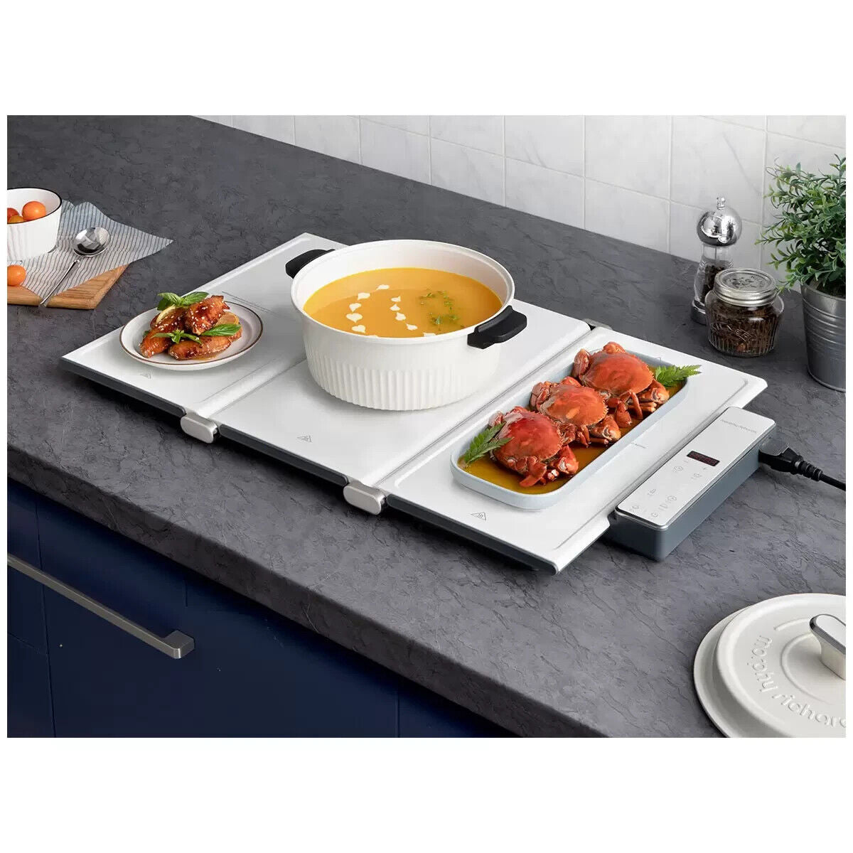 Morphy Richards 2-in-1 Electric Foldable Cooktop And Food Warmer with Hot Plate