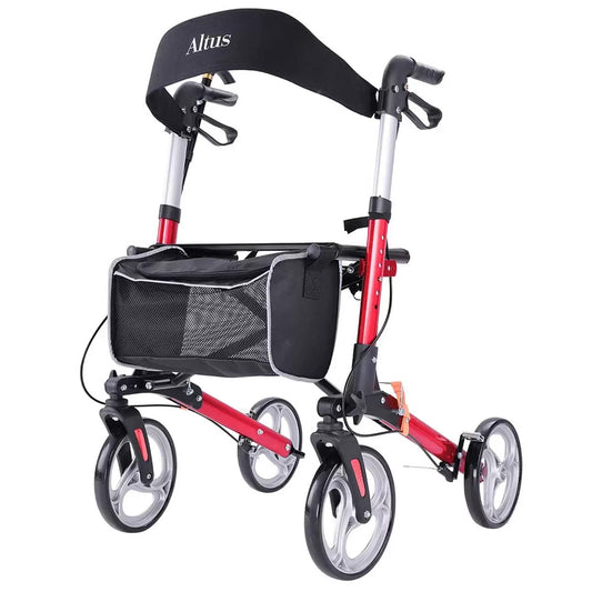 Altus Deluxe Euro Style Walker Rollator 10 Inch Wheel Red
