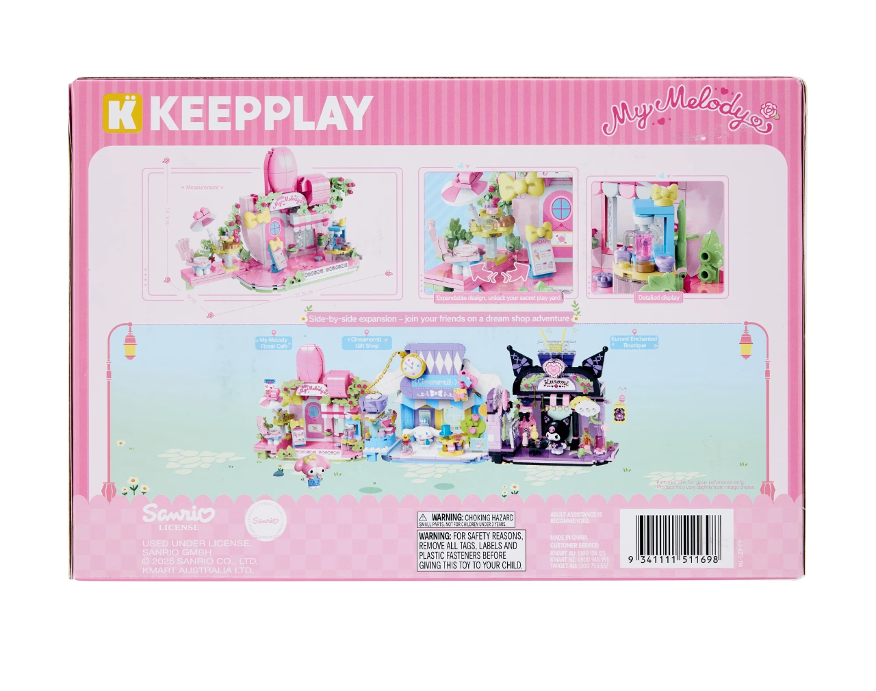KeepPlay Sanrio Licensed My Melody Floral Cafe 377-Piece Building Brick Playset