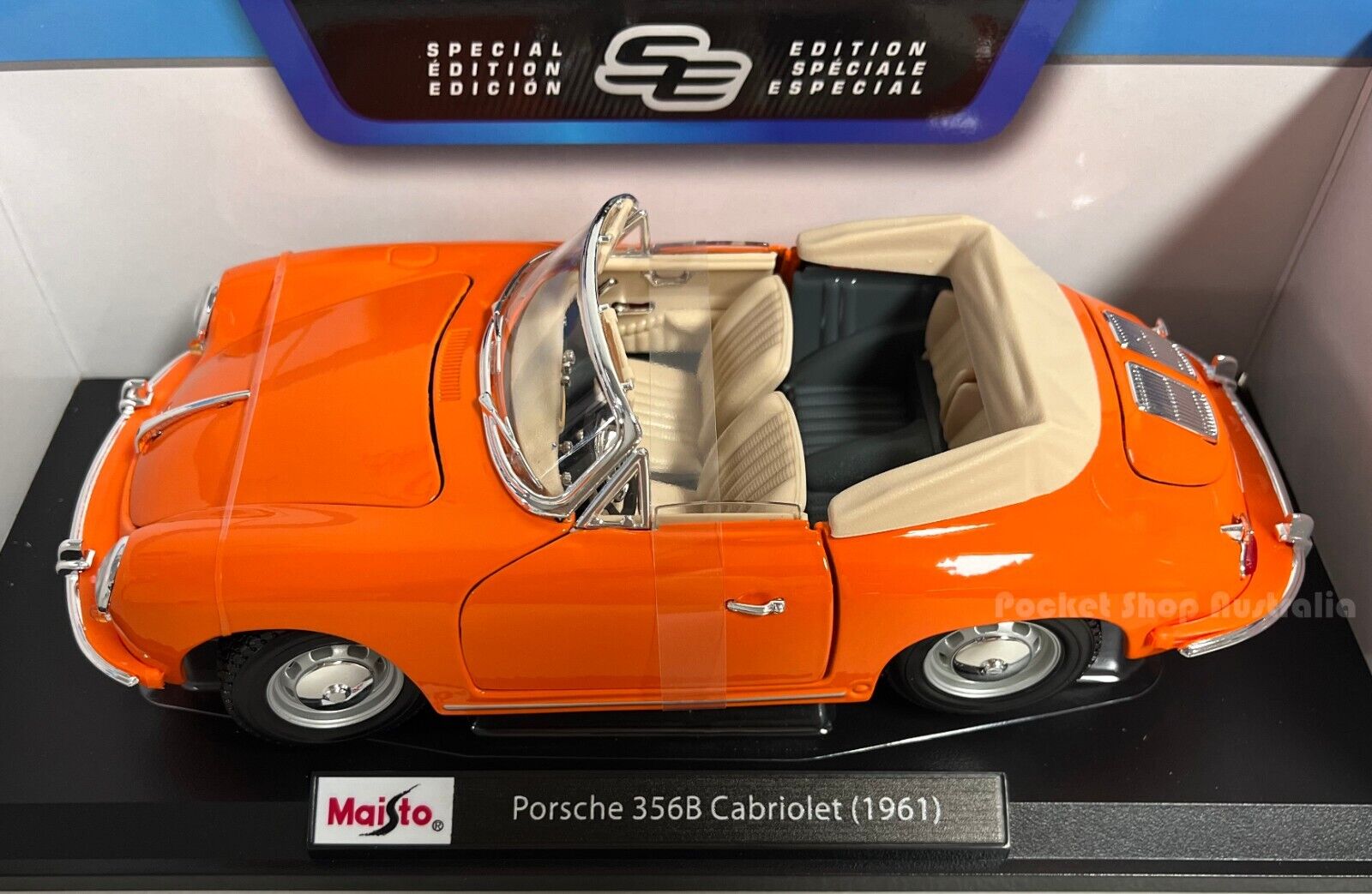 Maisto 1961 Porsche 356B Cabriolet Orange Special Edition Diecast 1/18 Model