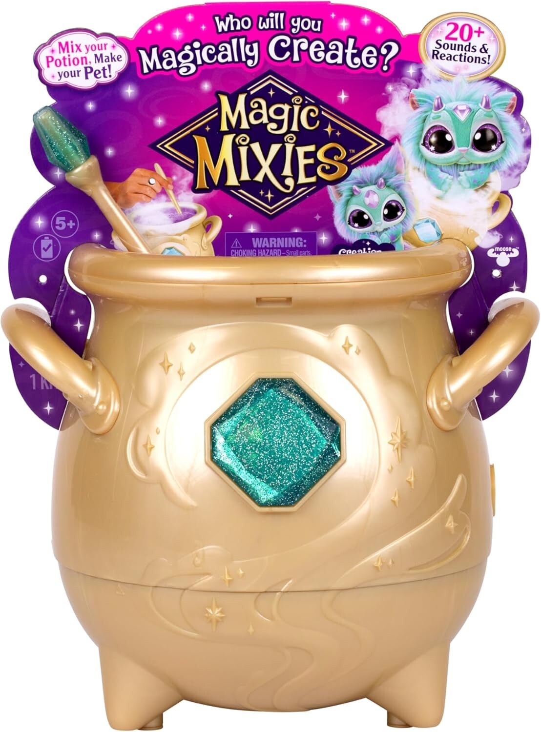 Magic Mixies - Magical Real Misting Gold Cauldron with 8 Inch Plush Toy