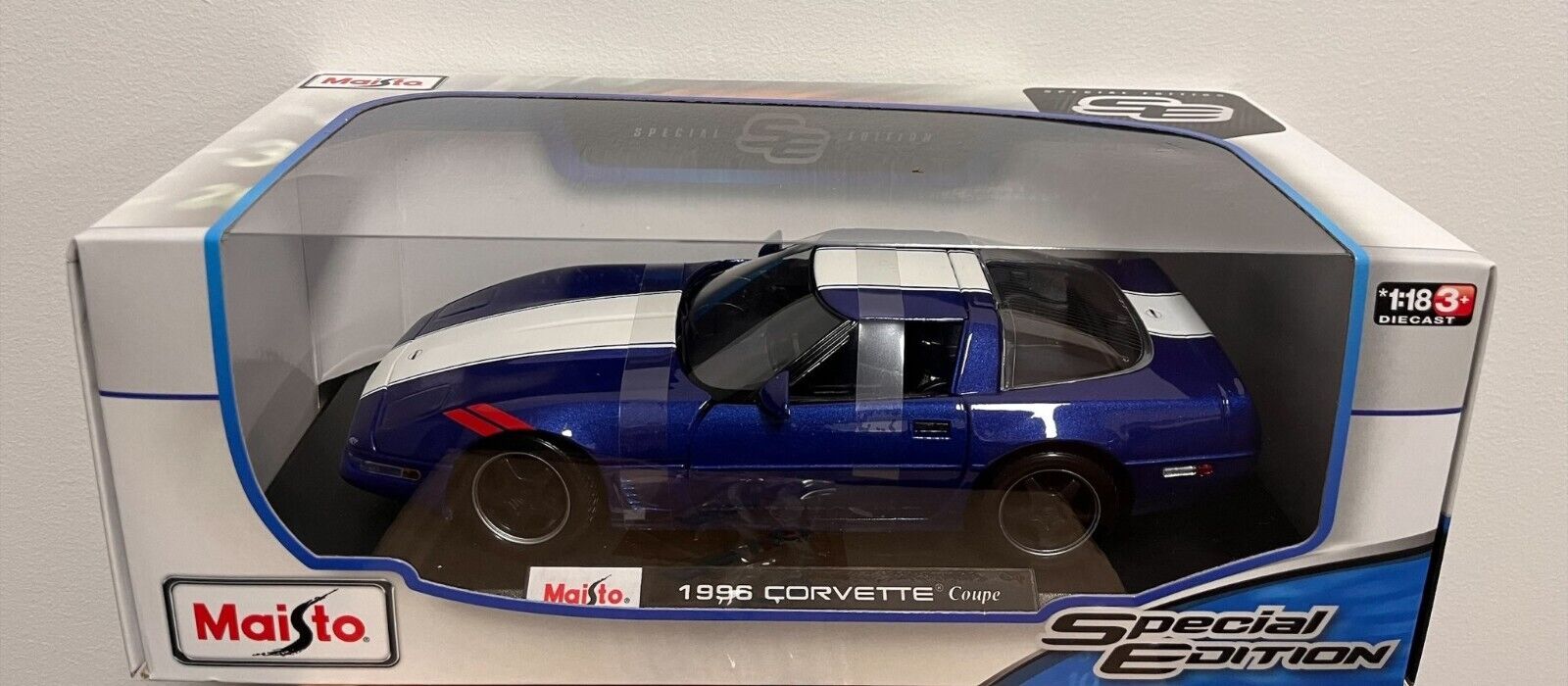 Maisto 1996 Corvette coupe 1:18 Blue Diecast Model Toy Sport Car
