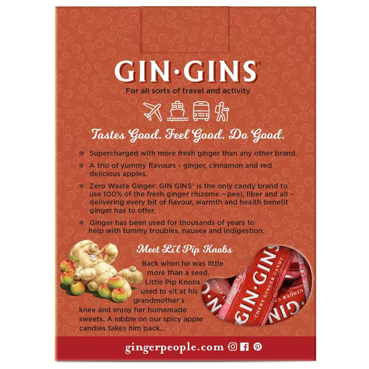 Gin Gins Spicy Apple Ginger Chews Candy 12 x 84g New