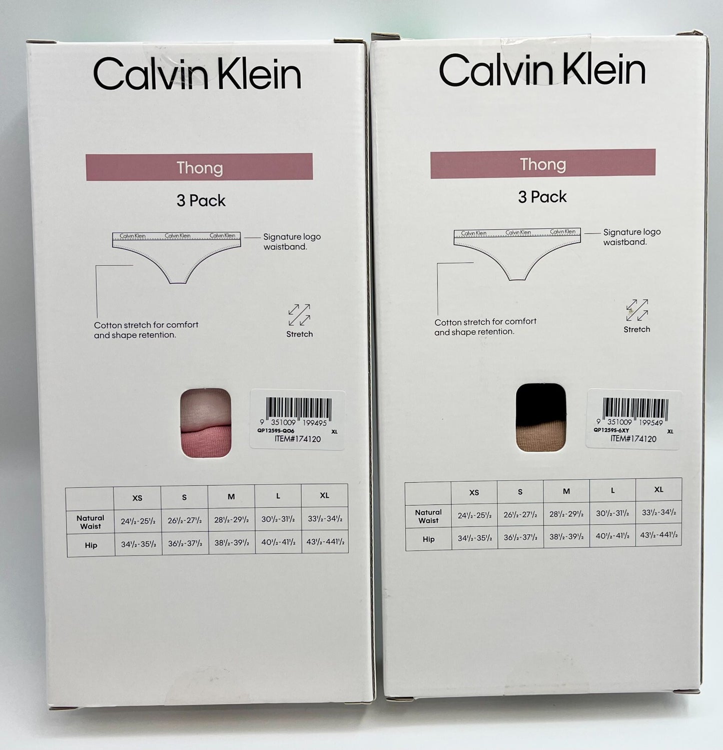 Calvin Klein Women's Cotton Stretch Thong String 3-Pack CK Logo Underwear XL