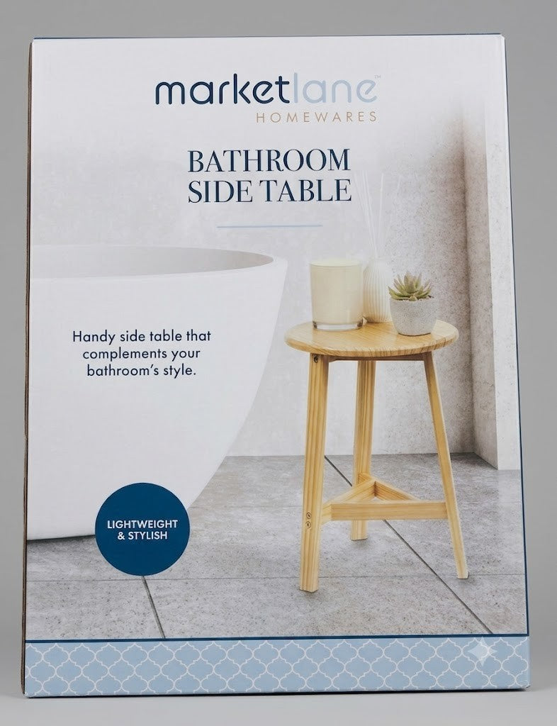 Marketlane Homeware Pinewood Bathroom Side Table Caddy 30x30x43cm