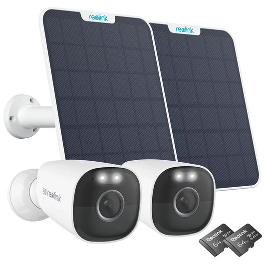 2x Reolink Argus Eco Ultra + Solar Panel + 64GB SD WiFi Security Outdoor Camera