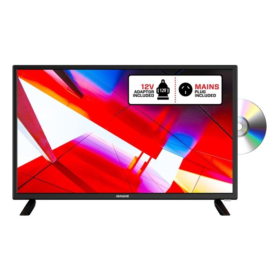 AIWA 24" Inch HD LED LCD TV with Built-In DVD Player Combo 12v for Caravan Car