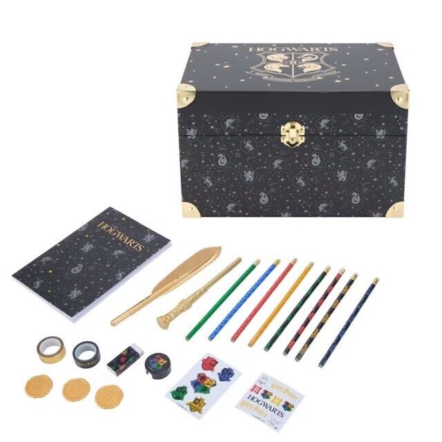Licensed Harry Potter Hogwarts Chest Stationary Chest Novelty Quill Wand Pen